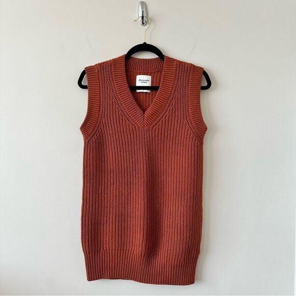 Abercrombie & Fitch Burnt Orange Sweater Mini Vest Dress (Size:XXS) - Picture 1 of 6